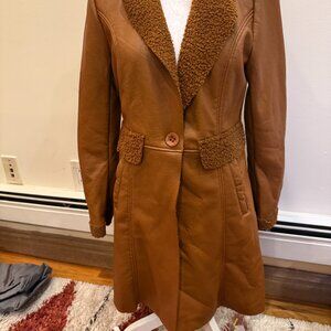 Brown Faux Leather Over Coat